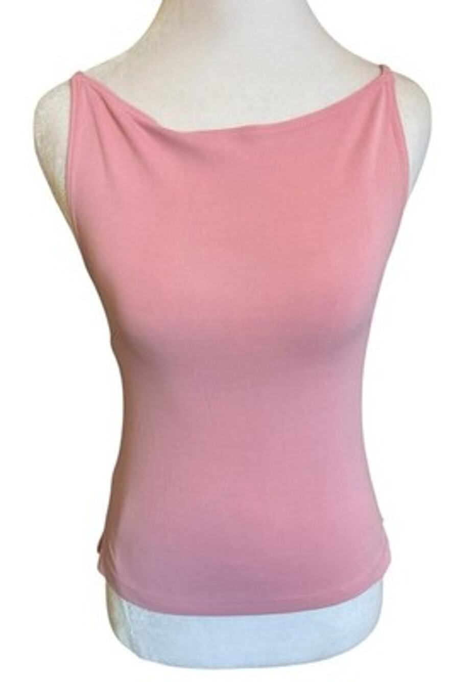 VTG Y2K Bebe Tank Top Pink Boat Neck Career Minimalist 90s sleeveless Retro S